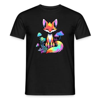 Trippy EDM Fête Renard Champignon Art Psychédélique Rave - T-shirt homme - noir - Devant - AI Model Male 178 light (178cm)