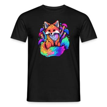 Trippy Fox Art EDM Party Psychedelic Rave - Männer T-Shirt - Schwarz - Vorne - AI Model Male 178 light (178cm)