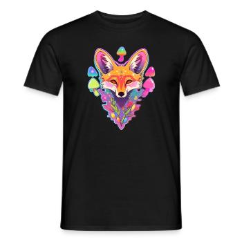 Psychedelic Fox EDM Party Lover Trippy Rave - Men's T-Shirt - black - Front - AI Model Male 178 light (178cm)