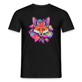 Musique électronique Forest Festival Trippy Fox Rave - T-shirt homme - noir - Devant - AI Model Male 178 light (178cm)