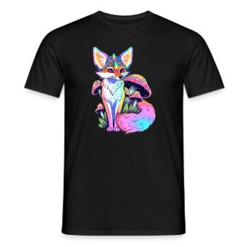 EDM Forest Party Trippy Fox Psychedelic Rave - Männer T-Shirt - Schwarz - Vorne - AI Model Male 178 light (178cm)