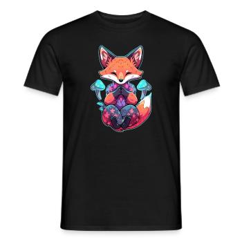 Magic Forest Lover Trippy Fox Art Psychedelic Rave - Männer T-Shirt - Schwarz - Vorne - AI Model Male 178 light (178cm)