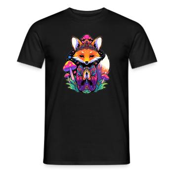 Trippy Fox Mushroom Art Psychedelic Festival - Männer T-Shirt - Schwarz - Vorne - AI Model Male 178 light (178cm)