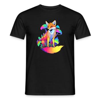 Trippy Fox Art Psychedelic EDM Rave Mushroom - Männer T-Shirt - Schwarz - Vorne - AI Model Male 178 light (178cm)