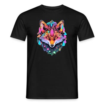 Spiritual Arty Fox Sacred Geometry Trippy Forest - Männer T-Shirt - Schwarz - Vorne - AI Model Male 178 light (178cm)