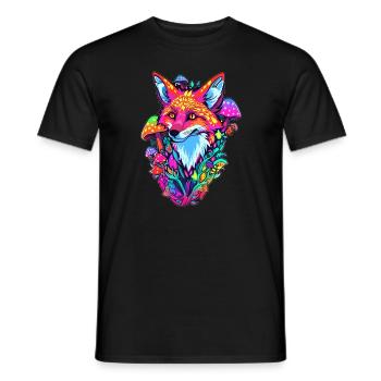 EDM Rave Festival de musique électronique Trippy Fox - T-shirt homme - noir - Devant - AI Model Male 178 light (178cm)