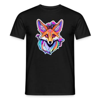 Trippy Fox Lover EDM Forest Festival Mushroom - Men's T-Shirt - black - Front - AI Model Male 178 light (178cm)