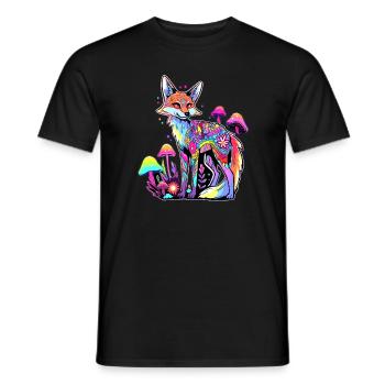 Trippy Fox Psychédélique Rave Champignon DJ - T-shirt homme - noir - Devant - AI Model Male 178 light (178cm)