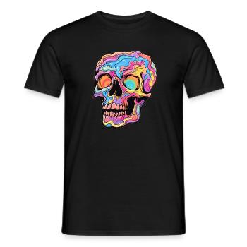 Trippy EDM Rainbow Skull Heavy Music Rave - Männer T-Shirt - Schwarz - Vorne - AI Model Male 178 light (178cm)