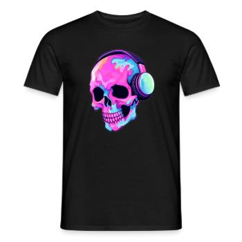 Electronic Music Lover Trippy EDM DJ Skull Rave - Männer T-Shirt - Schwarz - Vorne - AI Model Male 178 light (178cm)