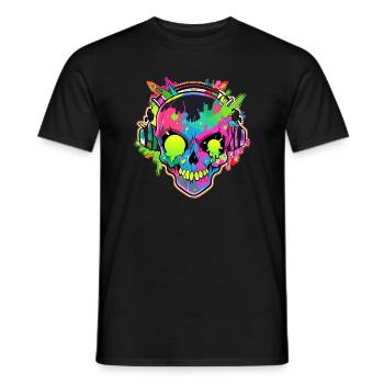Trippy EDM Skull DJ Psychedelic Festival EDM Rave - Männer T-Shirt - Schwarz - Vorne - AI Model Male 178 light (178cm)