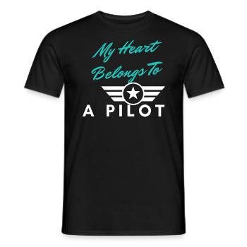 My Heart Belongs To A Pilot - Men's T-Shirt - black - Front - AI Model Male 178 light (178cm)