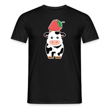 Erdbeeren Kuh Kühe Bauer Kinder - Männer T-Shirt - Schwarz - Vorne - AI Model Male 178 light (178cm)