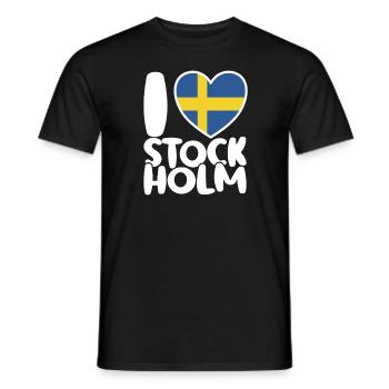 Ich liebe Stockholm, j’aime Stockholm - T-shirt homme - noir - Devant - AI Model Male 178 light (178cm)
