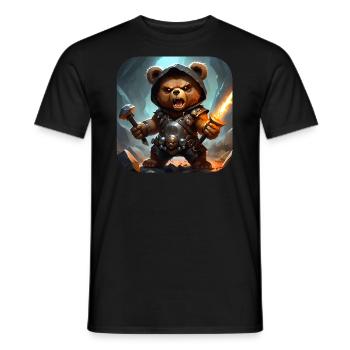Heavy Metal Teddy Bär mit E-Gitarre - Männer T-Shirt - Schwarz - Vorne - AI Model Male 178 light (178cm)