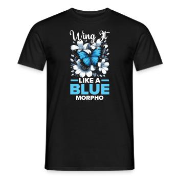 Butterfly Lover Insect Bug Blue Morpho Butterfly - Men's T-Shirt - black - Front - AI Model Male 178 light (178cm)