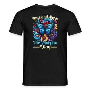 Butterfly Lover Insect Bug Blue Morpho Butterfly - Men's T-Shirt - black - Front - AI Model Male 178 light (178cm)