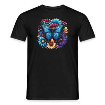 Butterfly Lover Insect Bug Blue Morpho Butterfly - Men's T-Shirt - black - Front - AI Model Male 178 light (178cm)