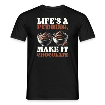 Chocolate Pudding Sweet Dessert Food Lover Foodie - Men's T-Shirt - black - Front - AI Model Male 178 light (178cm)