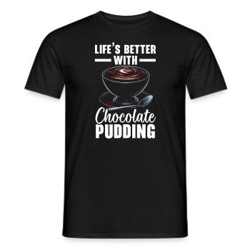 Chocolate Pudding Sweet Dessert Food Lover Foodie - Men's T-Shirt - black - Front - AI Model Male 178 light (178cm)