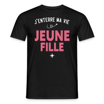 Ma Vie de Jeune Fille Cadeau EVJF Humour Drôle - T-shirt homme - noir - Devant - AI Model Male 178 light (178cm)