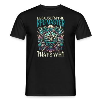 Role Playing Game RPG Master Video Game Gamer - Men's T-Shirt - black - Front - AI Model Male 178 light (178cm)