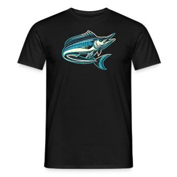 Wahoo Fish Catcher Fisher Pêcheur Pêche - T-shirt homme - noir - Devant - AI Model Male 178 light (178cm)