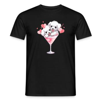 Mignon chiot amant amour cocktail - T-shirt homme - noir - Devant - AI Model Male 178 light (178cm)