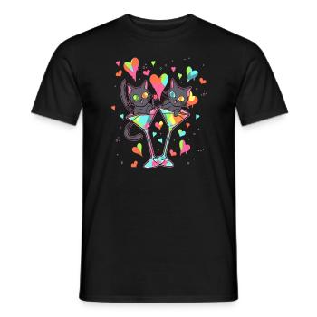 Cocktail Sweet Cat Love assorti pour la Saint-Valentin - T-shirt homme - noir - Devant - AI Model Male 178 light (178cm)