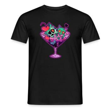 Cute Zombie Cats Cocktail Couple - Men's T-Shirt - black - Front - AI Model Male 178 light (178cm)