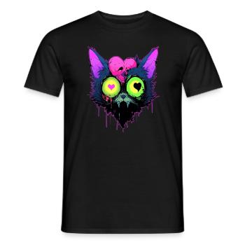 Cat Lover Couple Loves Zombie Cat Valentine - Men's T-Shirt - black - Front - AI Model Male 178 light (178cm)