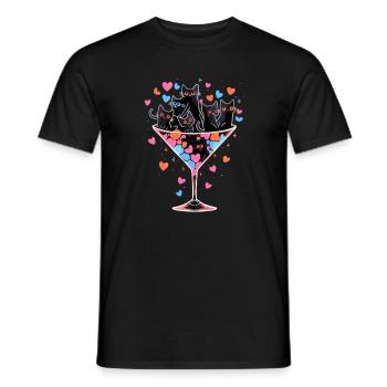 Cat Lover EDM Saint-Valentin Party Couple - T-shirt homme - noir - Devant - AI Model Male 178 light (178cm)