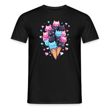 Eisliebhaber Süße Katze zum Valentinstag - Männer T-Shirt - Schwarz - Vorne - AI Model Male 178 light (178cm)