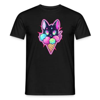 EDM Festival Cat Ice-Cream Lover Party - Men's T-Shirt - black - Front - AI Model Male 178 light (178cm)