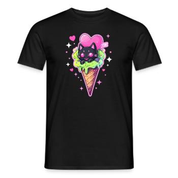 Liebes Eis Süßer Kitty Valentinstag - Männer T-Shirt - Schwarz - Vorne - AI Model Male 178 light (178cm)