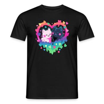La Saint-Valentin coeur amour chat assorti Couple - T-shirt homme - noir - Devant - AI Model Male 178 light (178cm)