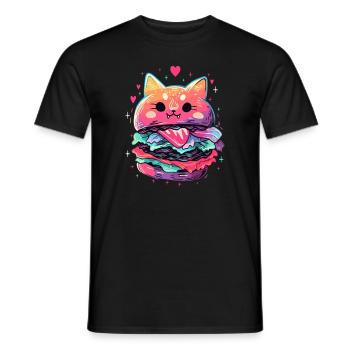Drôle d’amateur de hamburgers sucré Saint-Valentin - T-shirt homme - noir - Devant - AI Model Male 178 light (178cm)