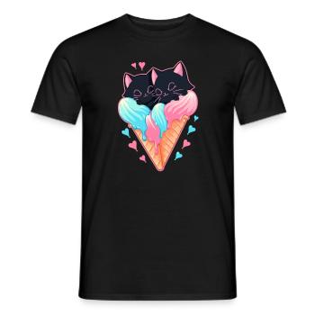 Matching Couple Ice-cream Kitties Cute Valentine's - Männer T-Shirt - Schwarz - Vorne - AI Model Male 178 light (178cm)