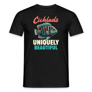 Buntbarsch-Fischliebhaber Süßwasser-Aquaristik - Männer T-Shirt - Schwarz - Vorne - AI Model Male 178 light (178cm)