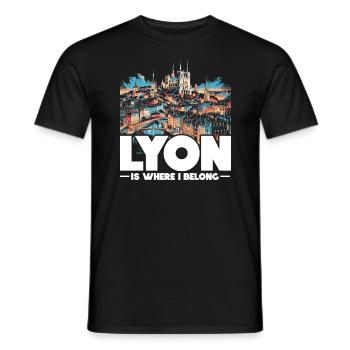Lyon France Voyage Vacances Touriste J’aime Lyon - T-shirt homme - noir - Devant - AI Model Male 178 light (178cm)