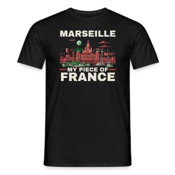 Marseille France Voyage Vacances J’aime Marseille - T-shirt homme - noir - Devant - AI Model Male 178 light (178cm)