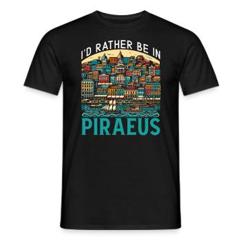 Piraeus Greece Travel Vacation Europe Greek Flag - Men's T-Shirt - black - Front - AI Model Male 178 light (178cm)