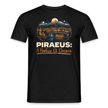Piraeus Greece Travel Vacation Europe Greek Flag - Men's T-Shirt - black - Front - AI Model Male 178 light (178cm)