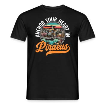 Piraeus Greece Travel Vacation Europe Greek Flag - Men's T-Shirt - black - Front - AI Model Male 178 light (178cm)