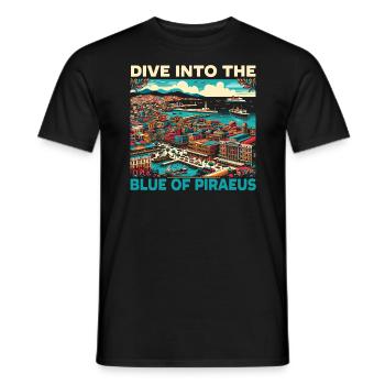Piraeus Greece Travel Vacation Europe Greek Flag - Men's T-Shirt - black - Front - AI Model Male 178 light (178cm)