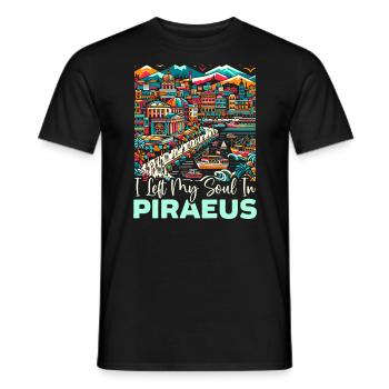 Piraeus Greece Travel Vacation Europe Greek Flag - Men's T-Shirt - black - Front - AI Model Male 178 light (178cm)