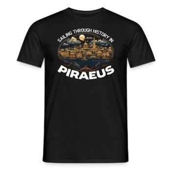 Piraeus Greece Travel Vacation Europe Greek Flag - Men's T-Shirt - black - Front - AI Model Male 178 light (178cm)