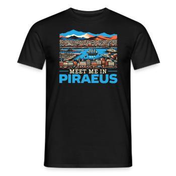 Piraeus Greece Travel Vacation Europe Greek Flag - Men's T-Shirt - black - Front - AI Model Male 178 light (178cm)