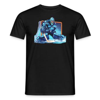 Ice Hockey Goalie Goaltender Keeper Goalkeeper - Men's T-Shirt - black - Front - AI Model Male 178 light (178cm)