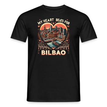 Bilbao Spain Travel Vacation I Love Bilbao Skyline - Men's T-Shirt - black - Front - AI Model Male 178 light (178cm)